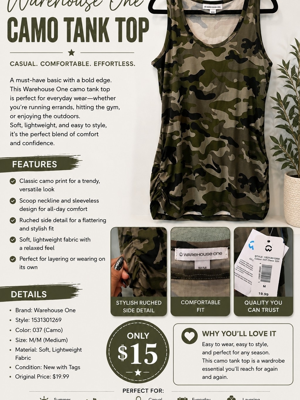 Warehouse Camo Tank Top - Olive Camo